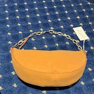 Universal Thread Mustard Yellow Suede Crescent Shoulder Bag with Gold Chain